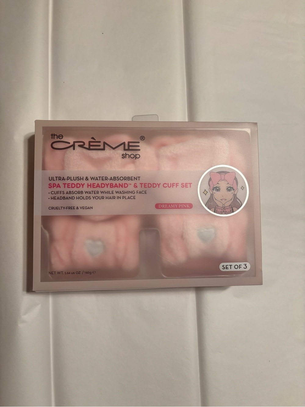 The Crème Shop Dreamy Pink Spa Teddy Headband & Cuff Set